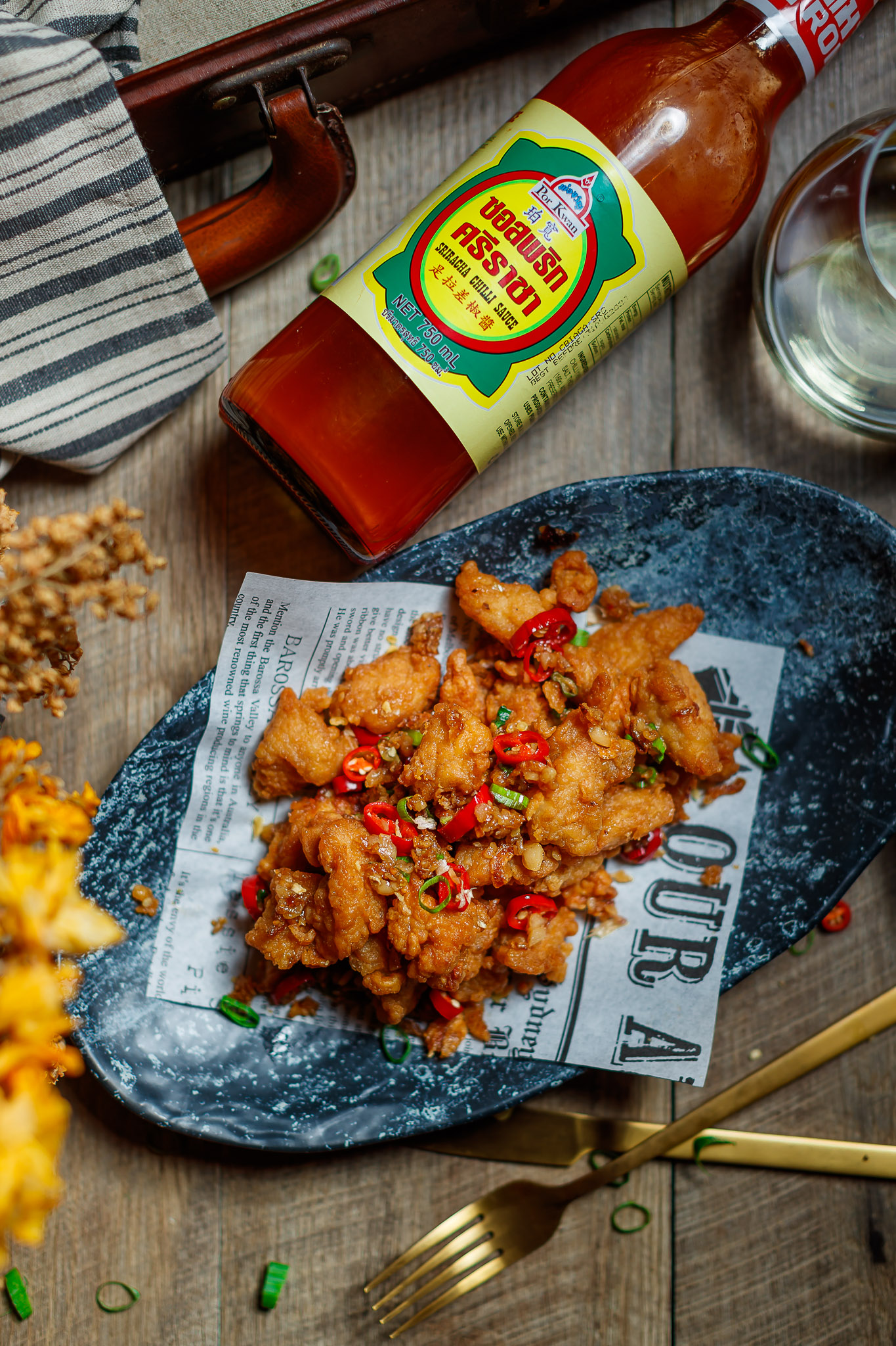 Crispy Garlic Sri-Racha Chicken